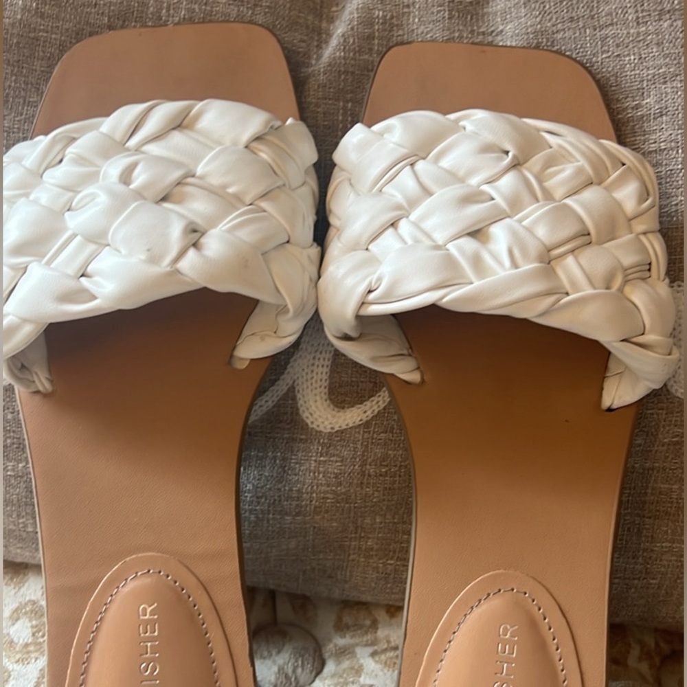 Marc Fisher size 7. Square toed style. White woven slide
